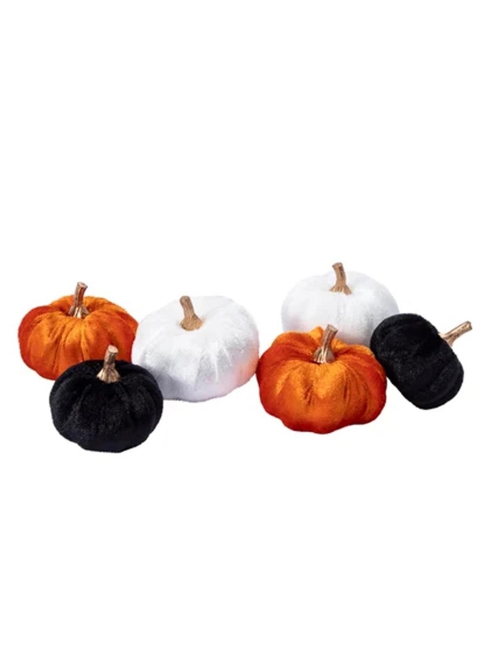 Velvet Decorative Pumpkin Set - Orange, White, Black